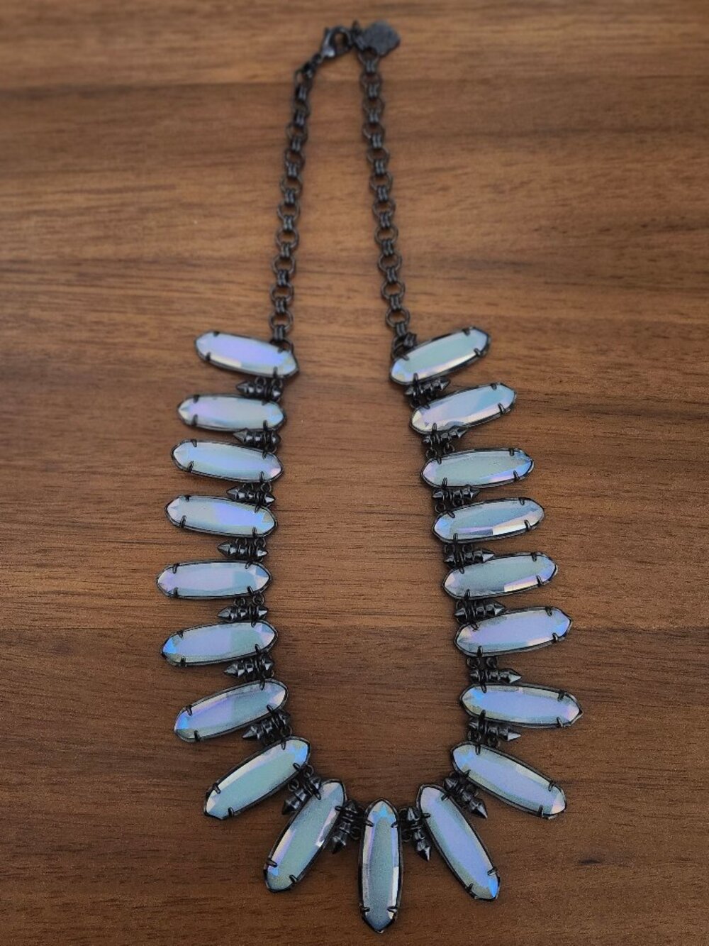 Kendra Scott Iridescent Opalite Gabriella Gunmetal Black Statement Necklace